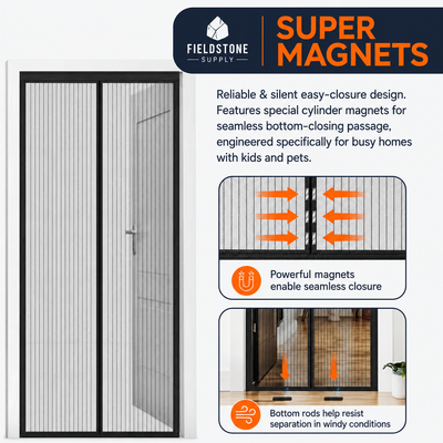 Fieldstone IronMesh™ Heavy-Duty Magnetic Screen Door